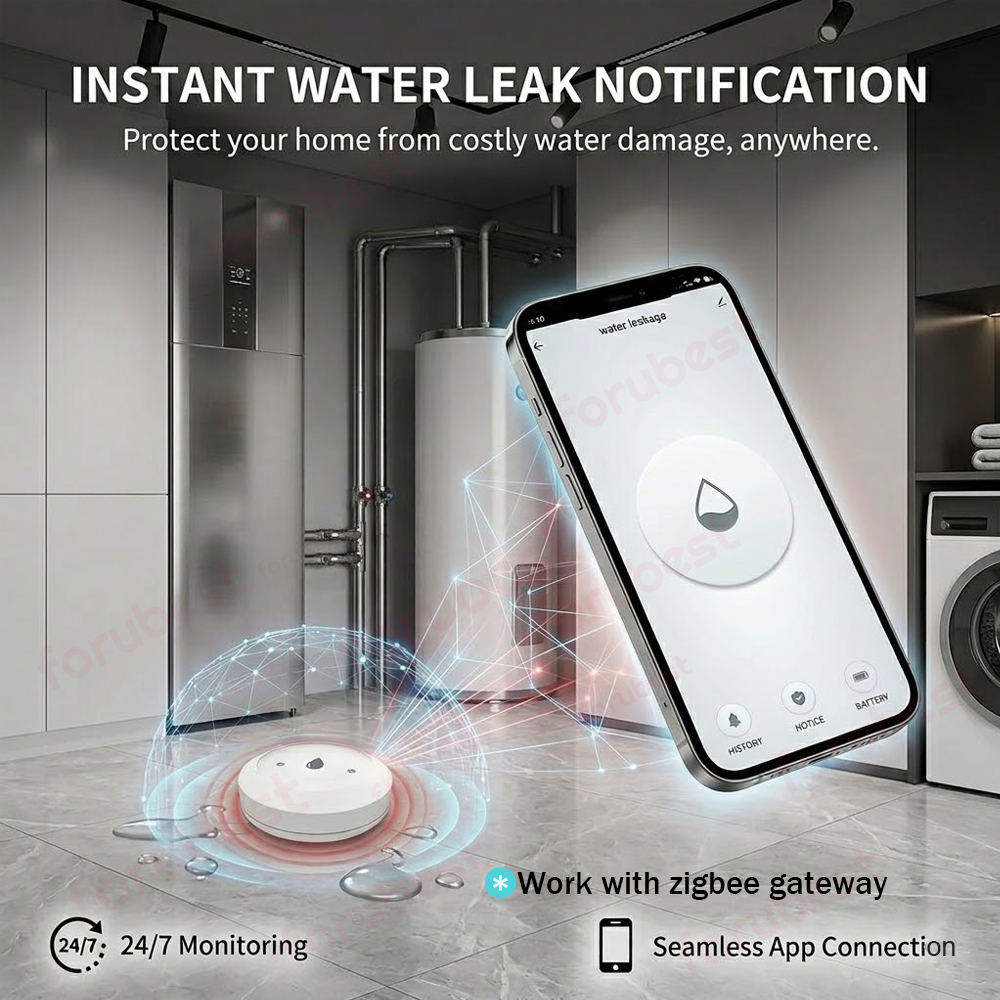 Zigbee 워터 센서 누수 감지기 앱 주방/욕실용 원 - Kitchen Appliances Video 리뷰 및 가격